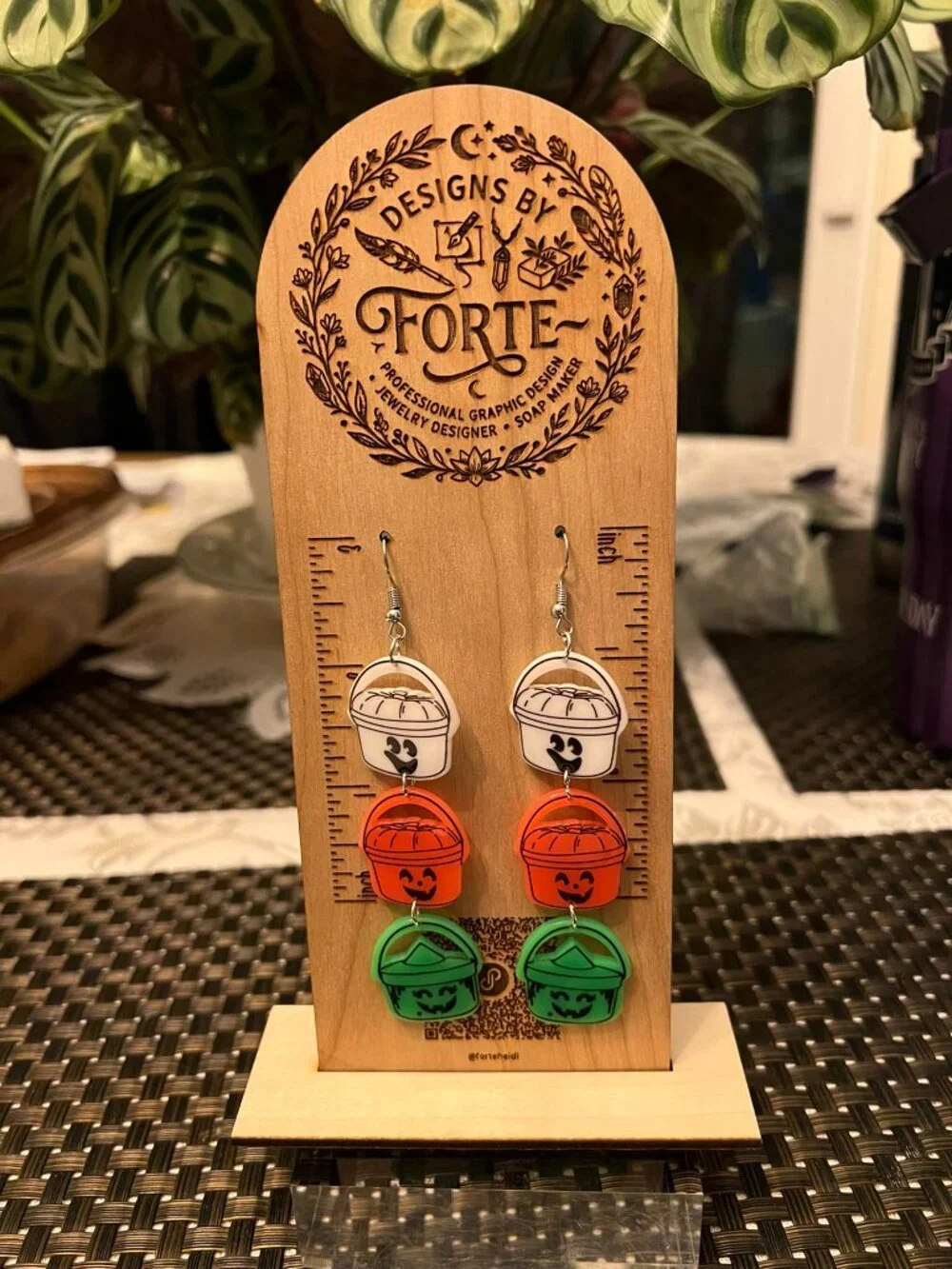 Vintage Style Halloween Boo Buckets Dangle Earrings Spooky Nostalgia